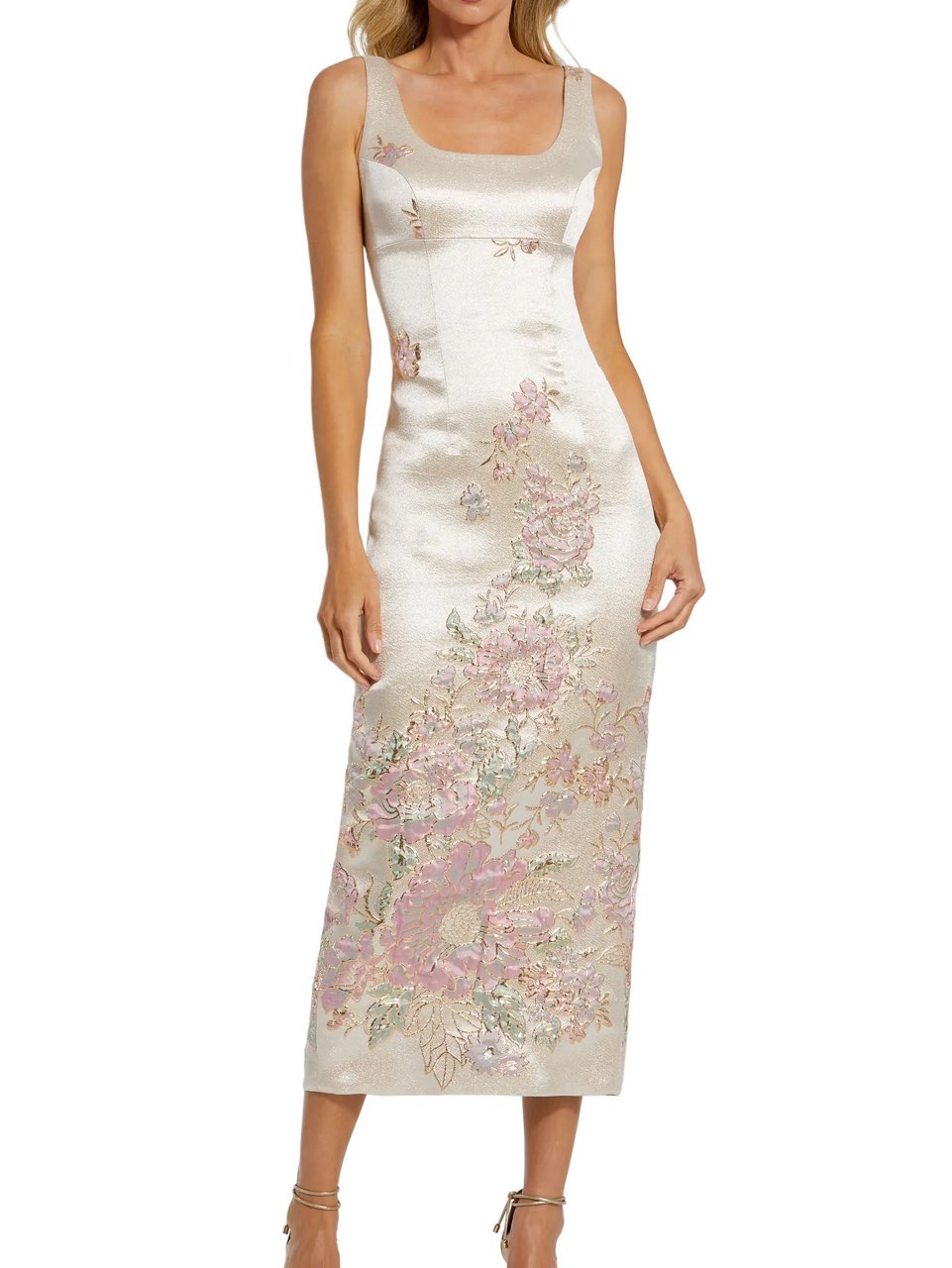 Embroidered Floral Midi Dress