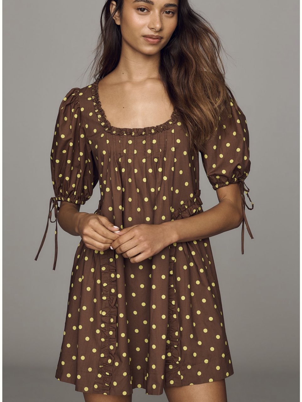 Damson madder mini puff sleeve dress