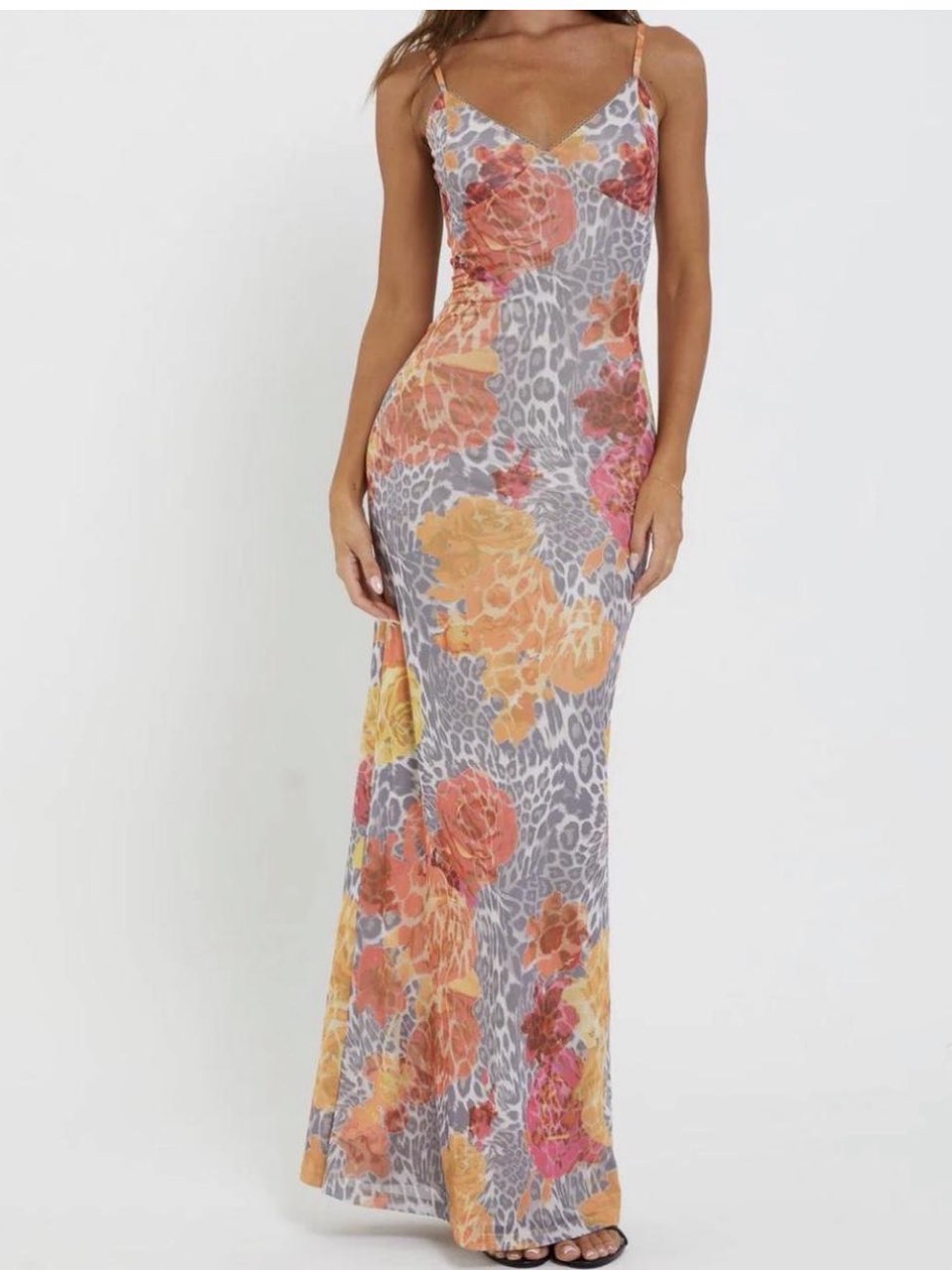 Floral Leopard Print Maxi Dress