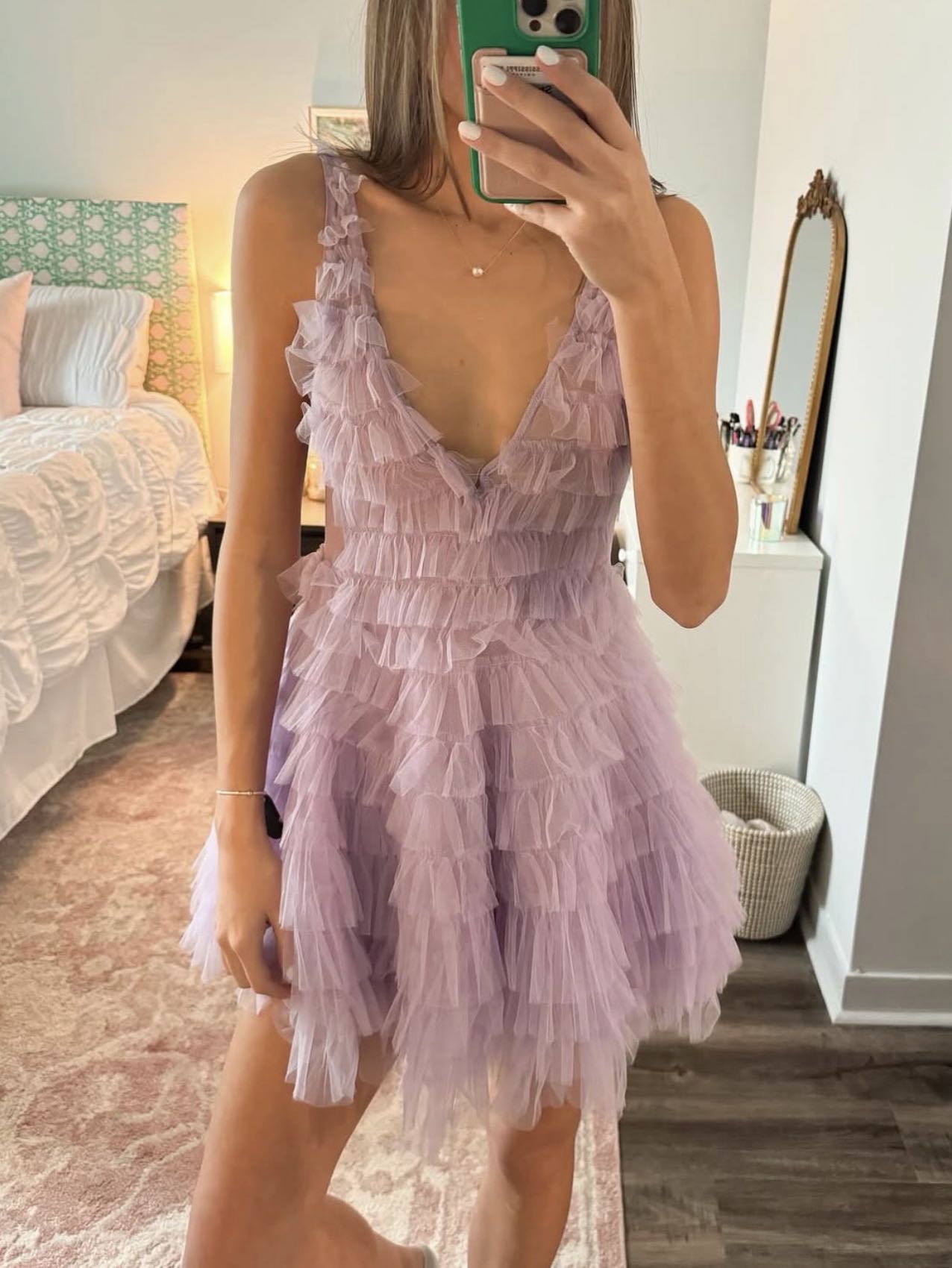 Purple tulle mini dress
