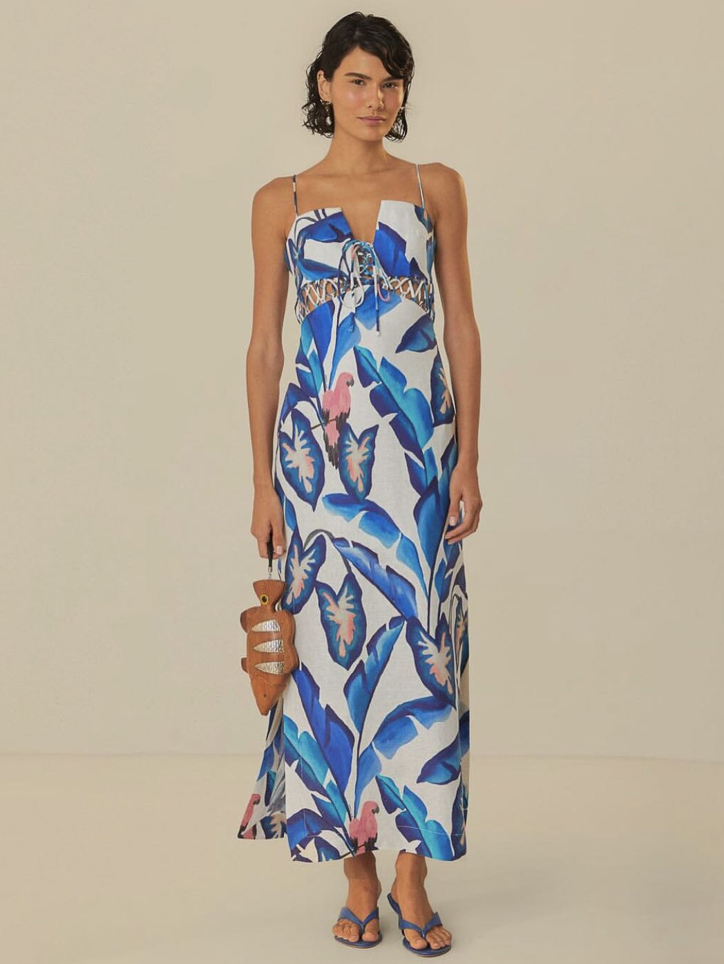 Printed Linen Maxi Dress