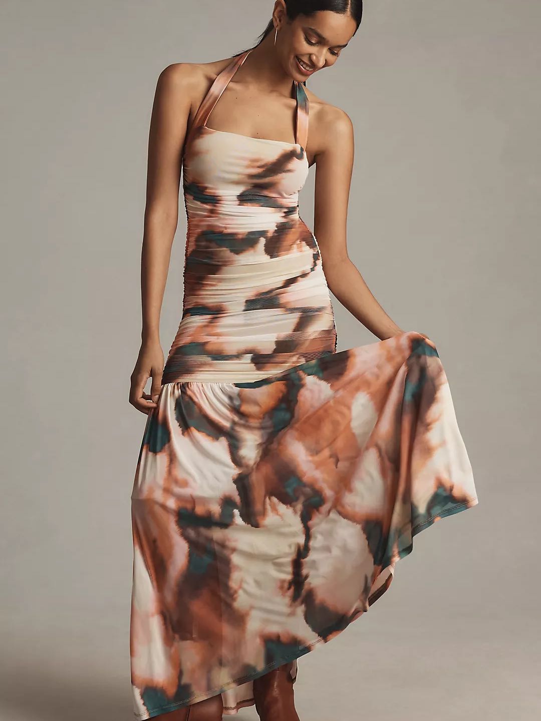 Eva halter slim maxi dress