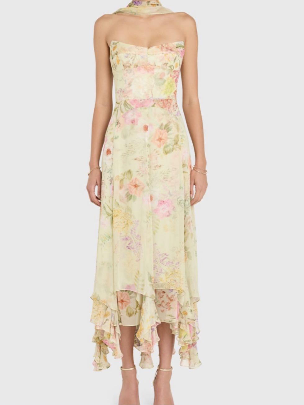 Floral Strapless Handkerchief Dress