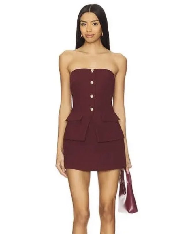 Amanda Uprichard Yadira Skort Romper in Russet