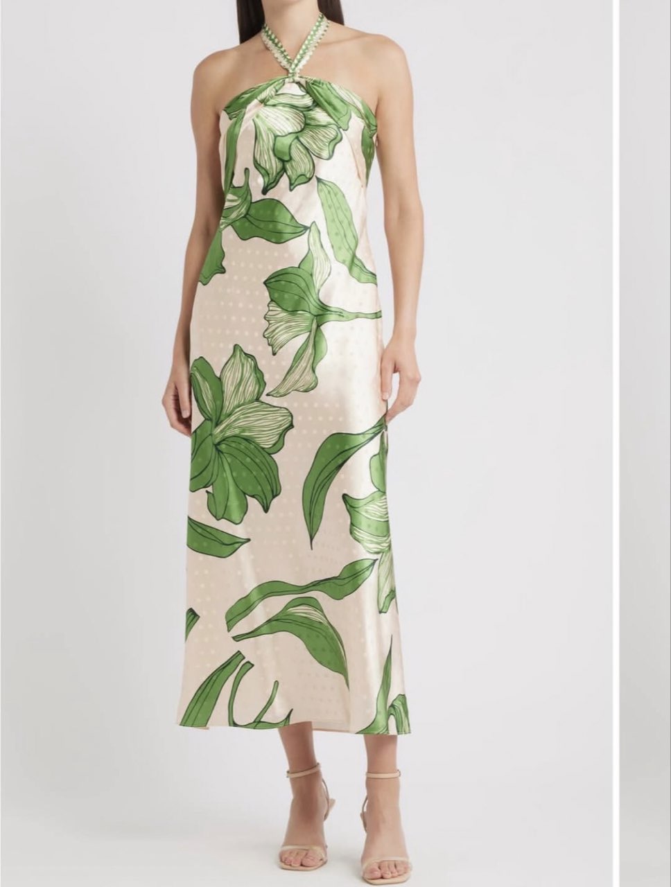 Green Floral Halter Dress