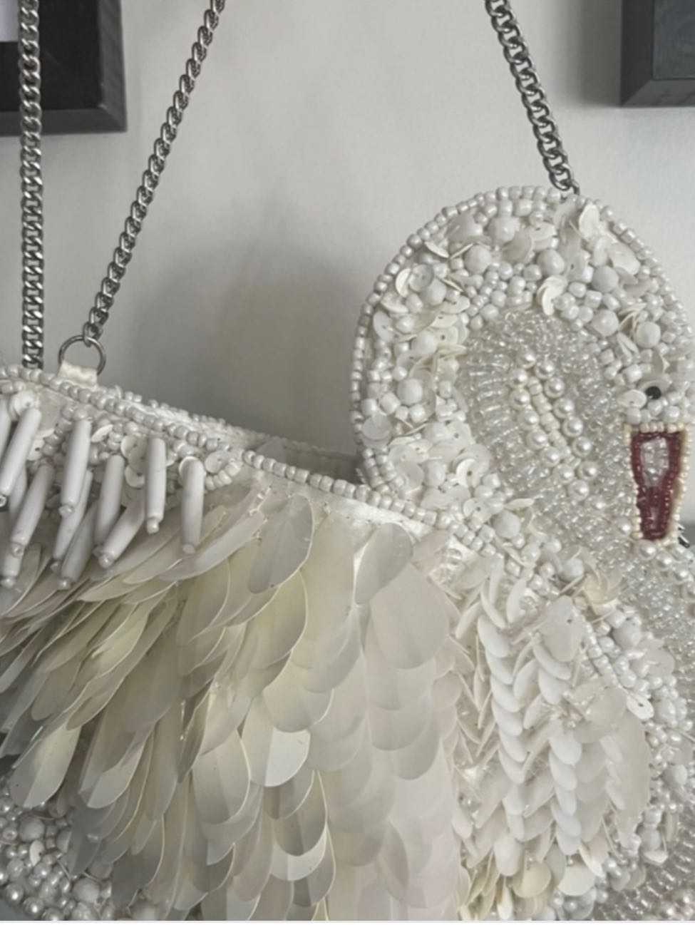 Beaded Swan Crossbody Bag