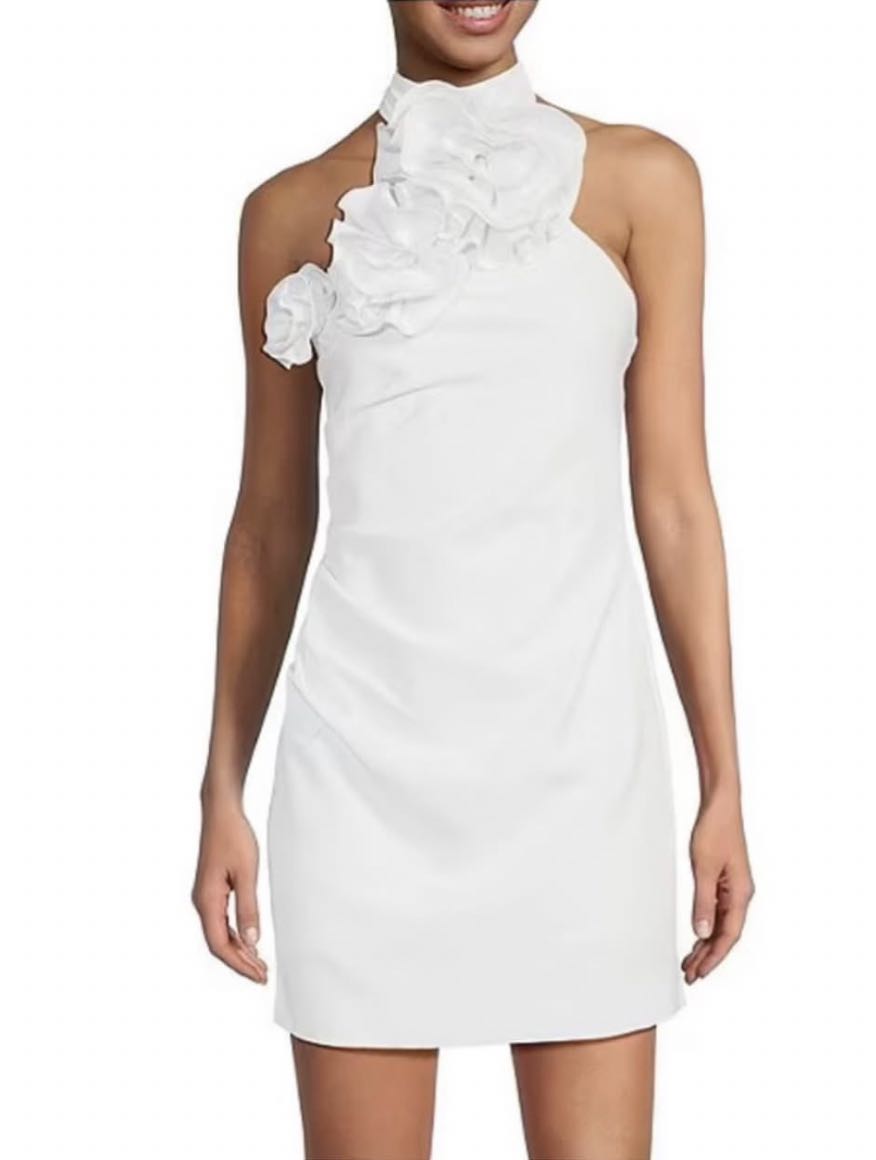 High Neck Rosette Mini Dress
