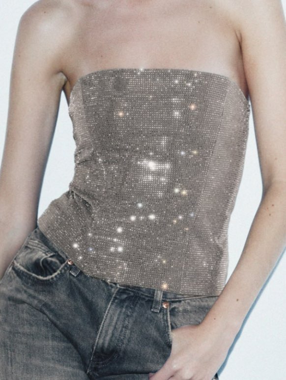 Zara rhinestone tube