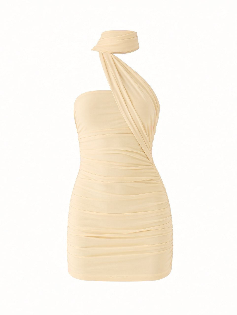 Draped Halter Ruched Mini Dress