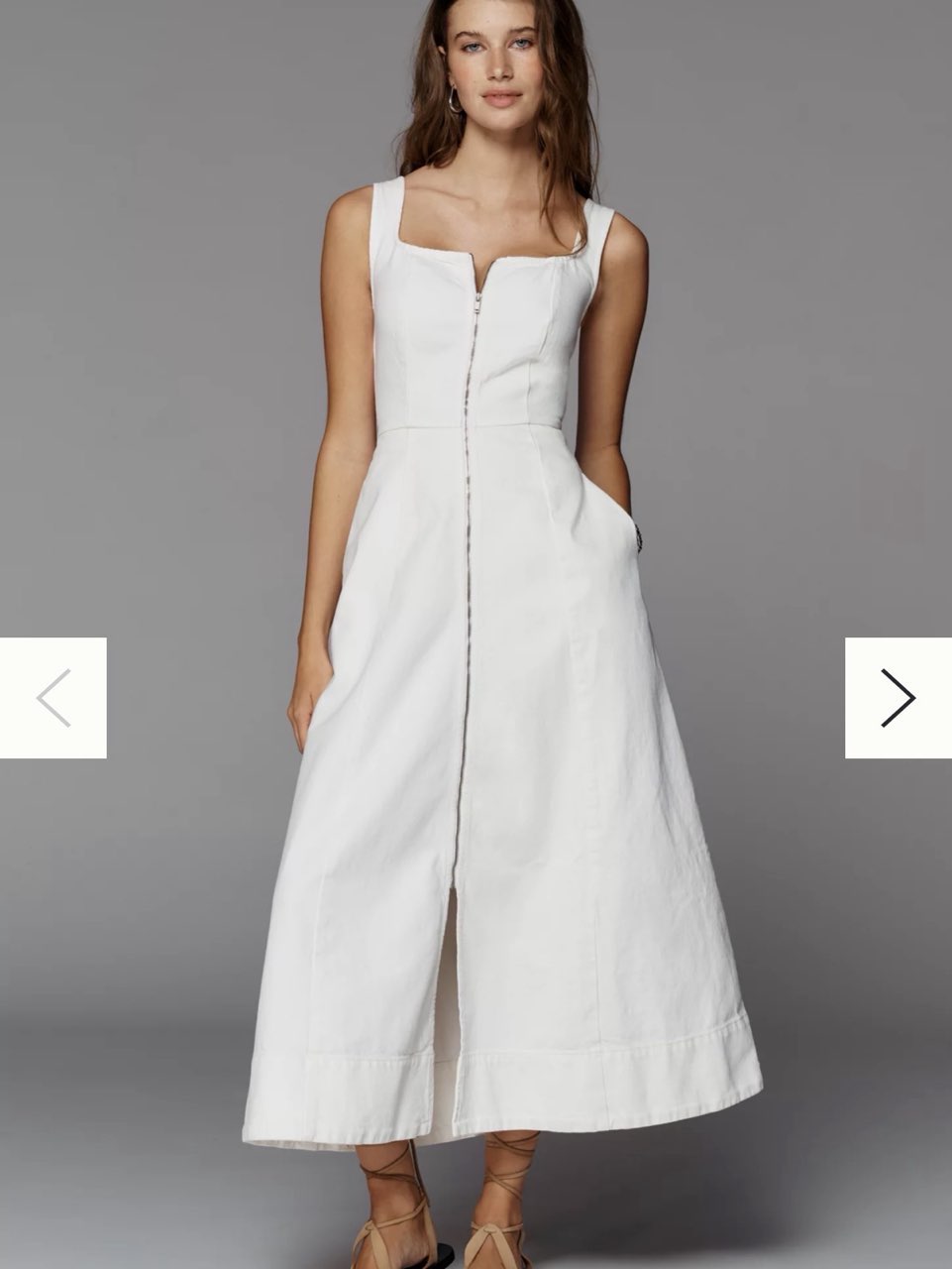 Anthropologie white denim zip dress
