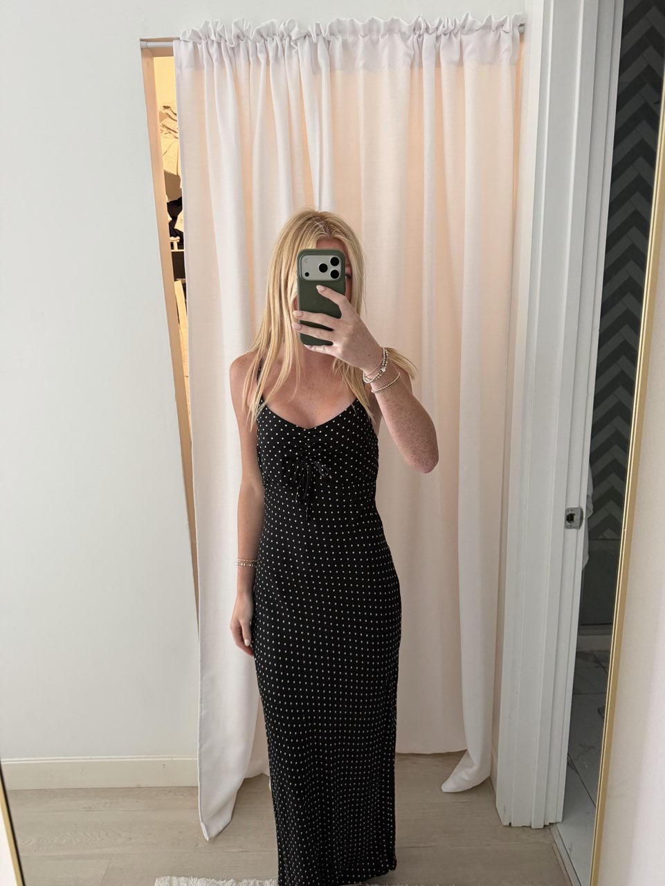 Black Polka Dot Maxi Slip Dress