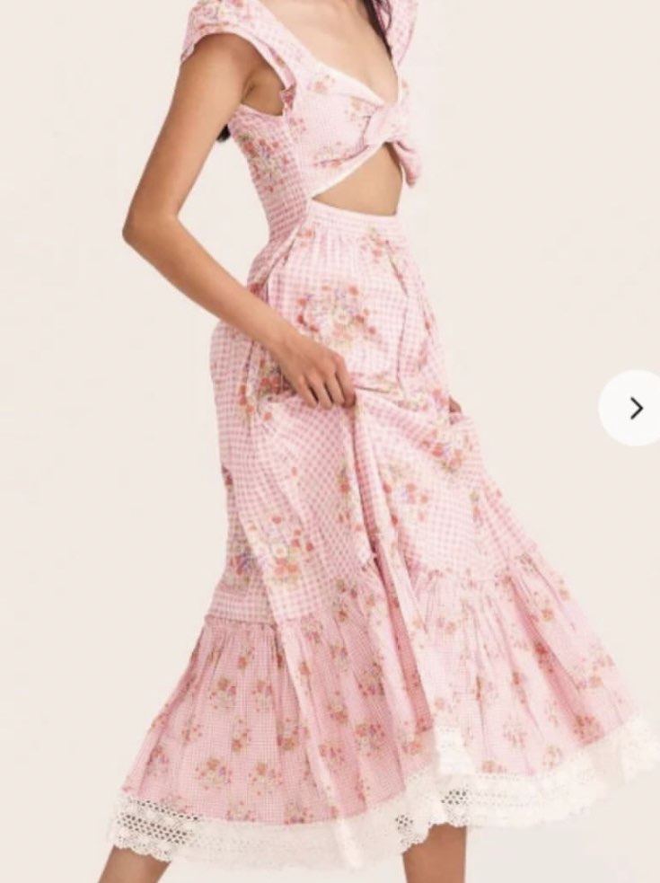 Pink Floral Midi Dress
