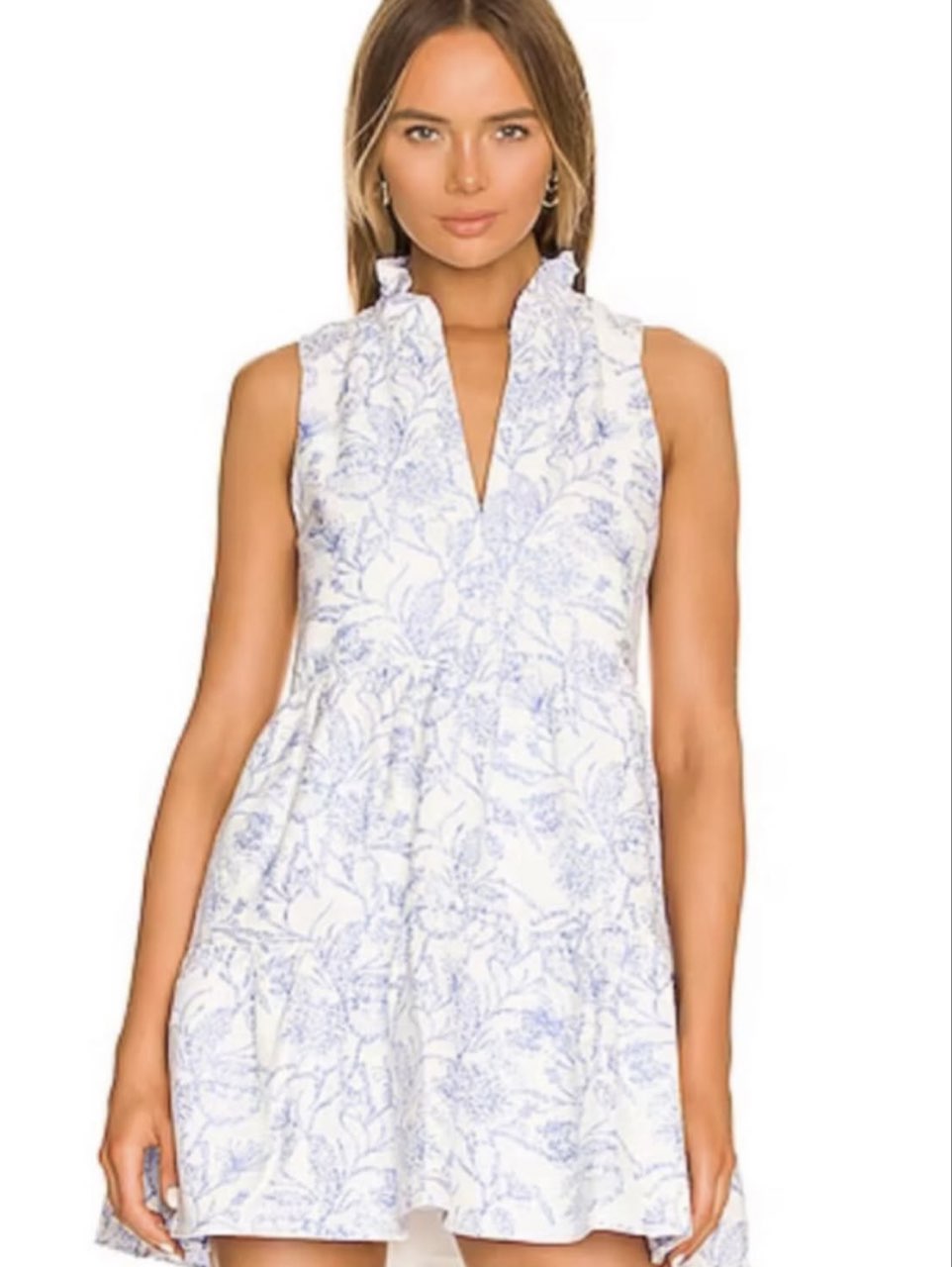 Blue and White Floral Mini Dress