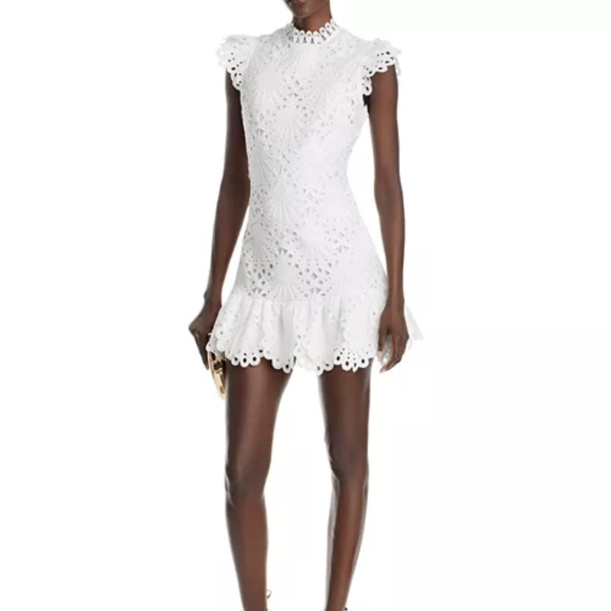 Aqua White Lace Mini Dress
