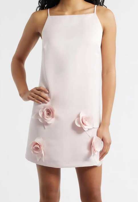 Pink 3D Floral Mini Dress