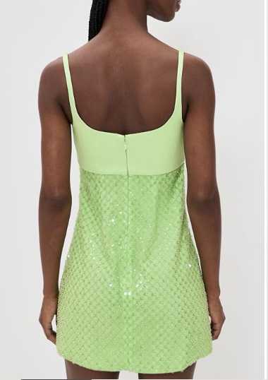Lime Green Sequin Mini Dress