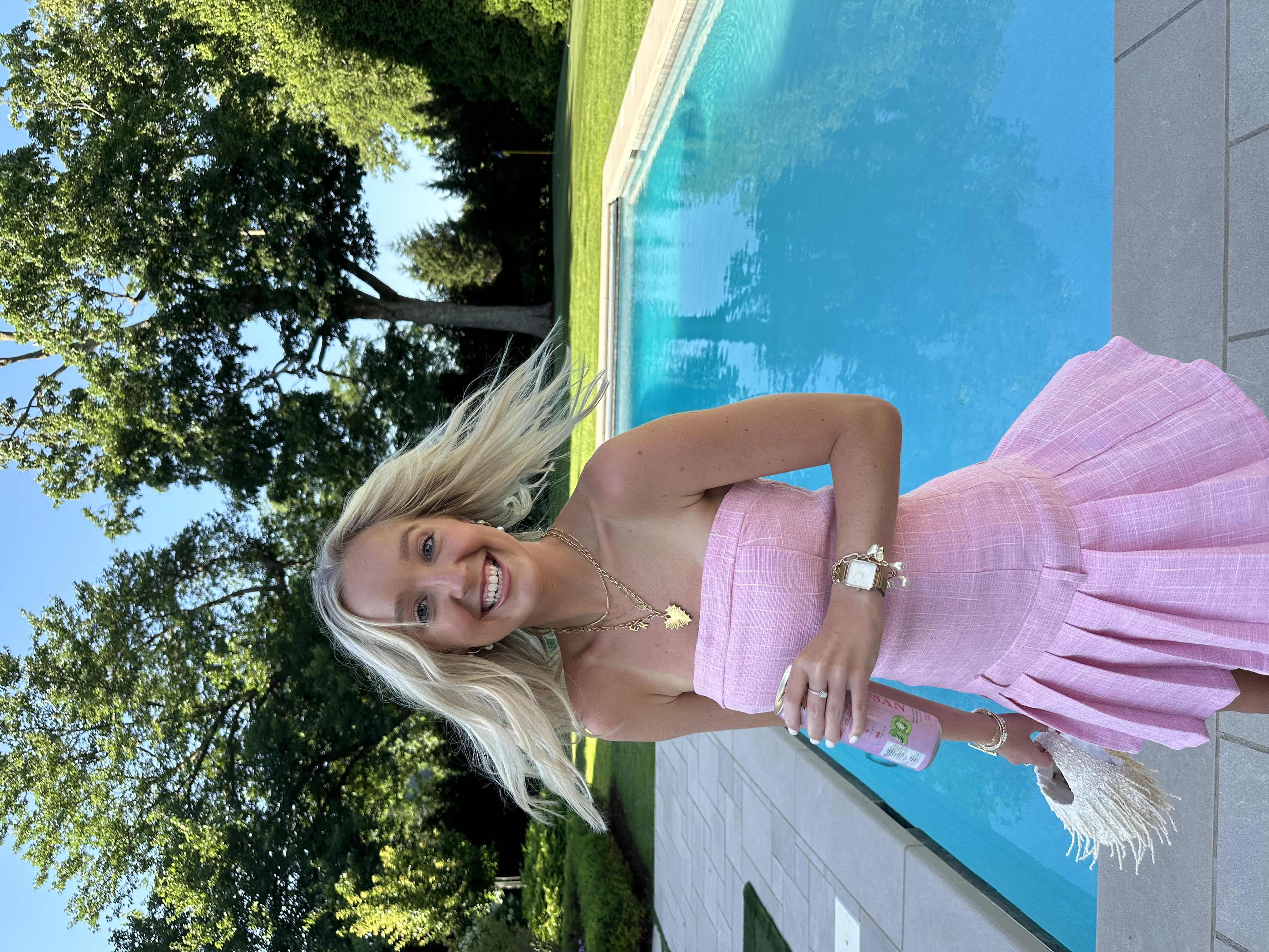 Strapless Pleated Tweed Minidress in Pink