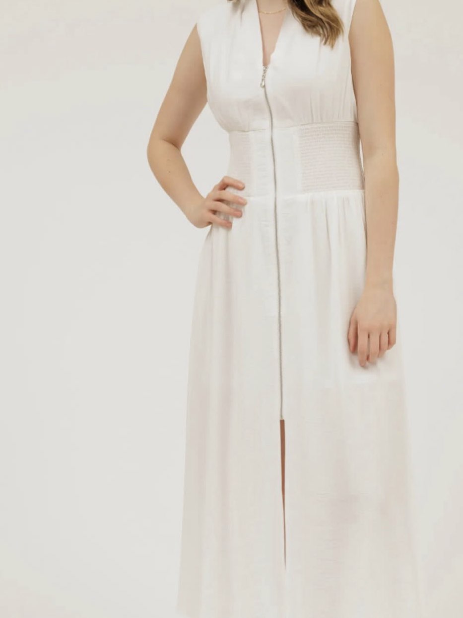 White Sleeveless Midi Dress