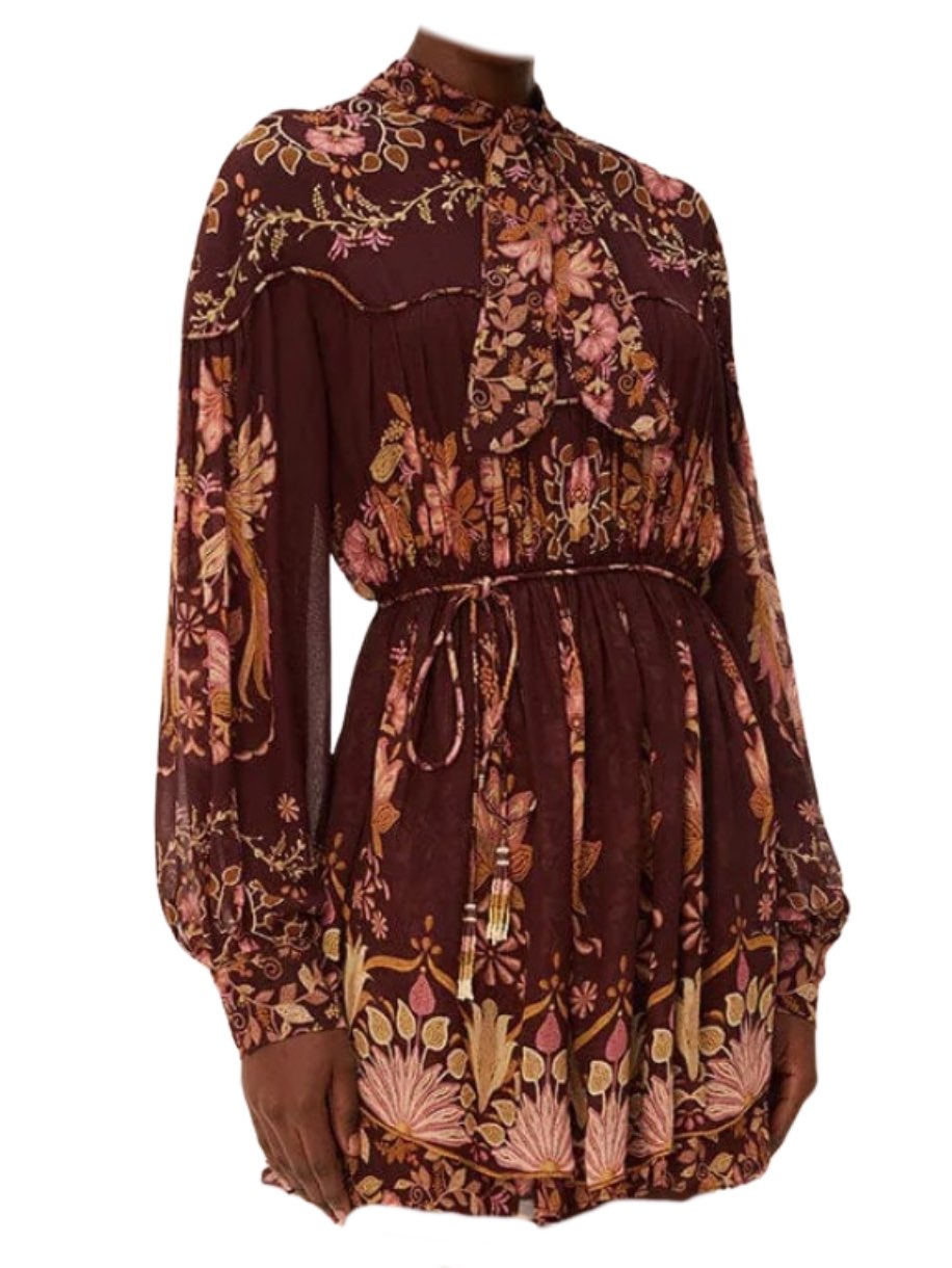 Burgundy Bella Knotted Neckline Mini Dress