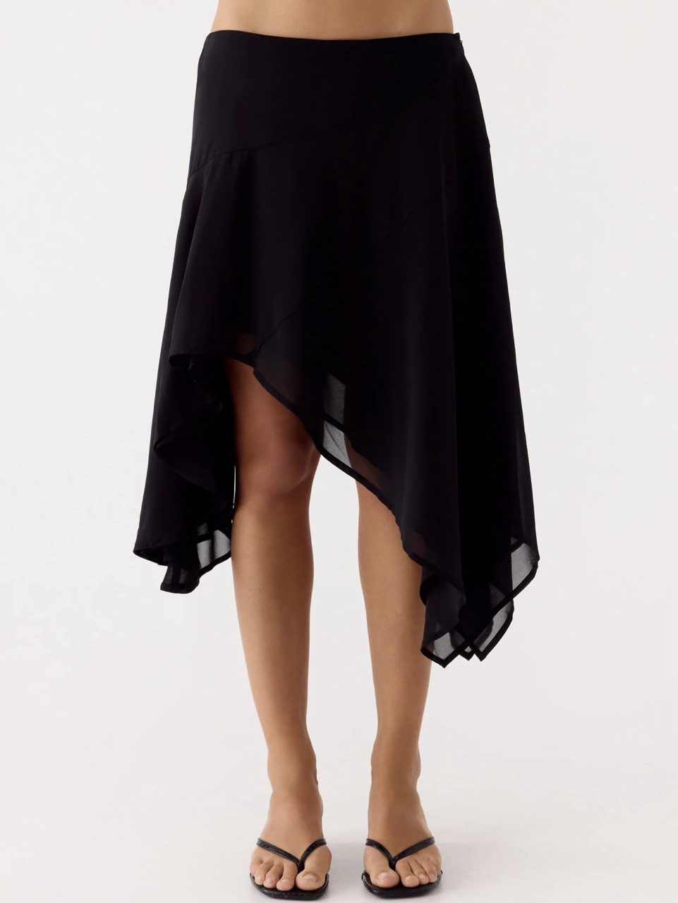 Black Asymmetrical Midi Skirt