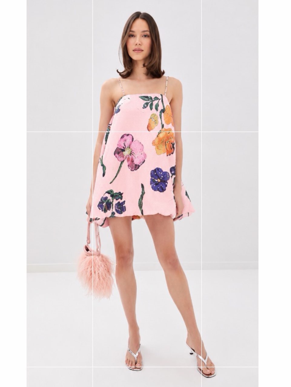 Pink Floral Jacquard Mini Dress