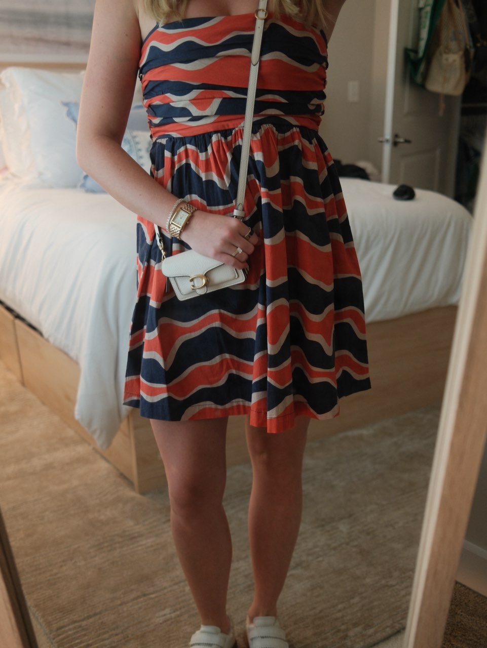 Wavy Orange and Blue Mini Dress