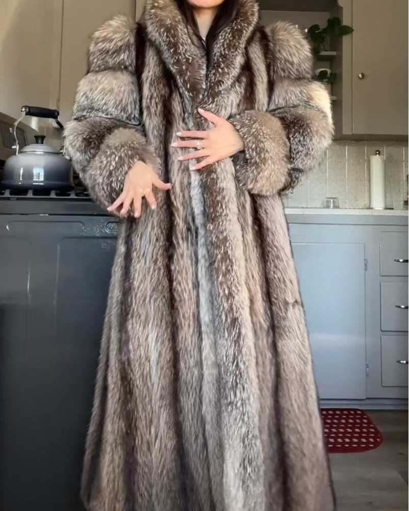 Ducie Genuine Fox Fur Mob Wife Maxi Coat