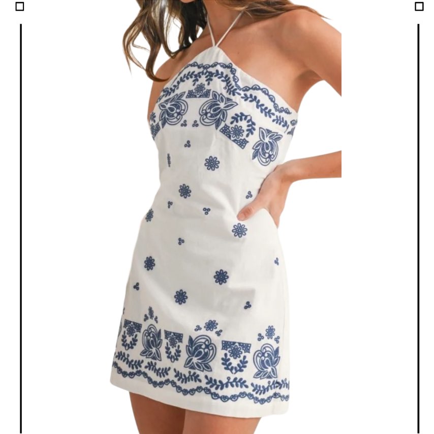 Therapy Boutique Embroidered Halter Mini Dress