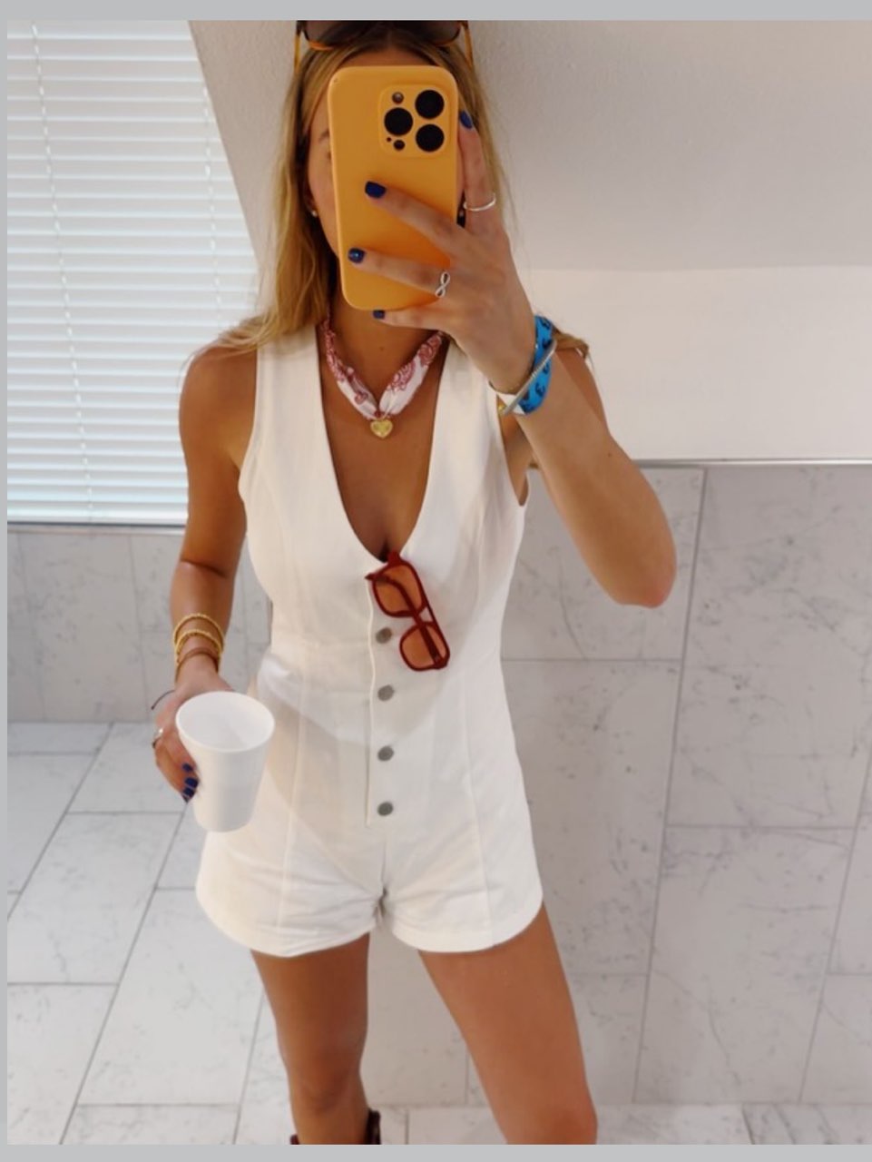White denim romper