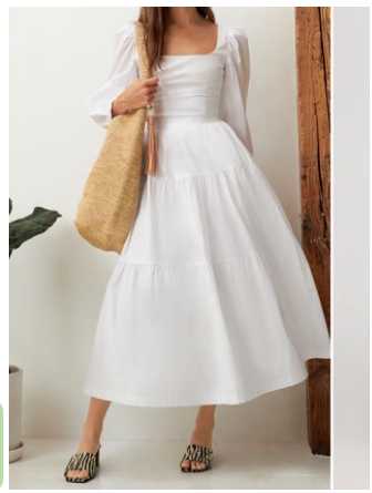 White Tiered Midi Skirt