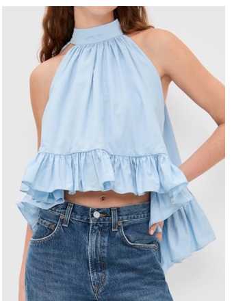 Light Blue Ruffled Halter Top