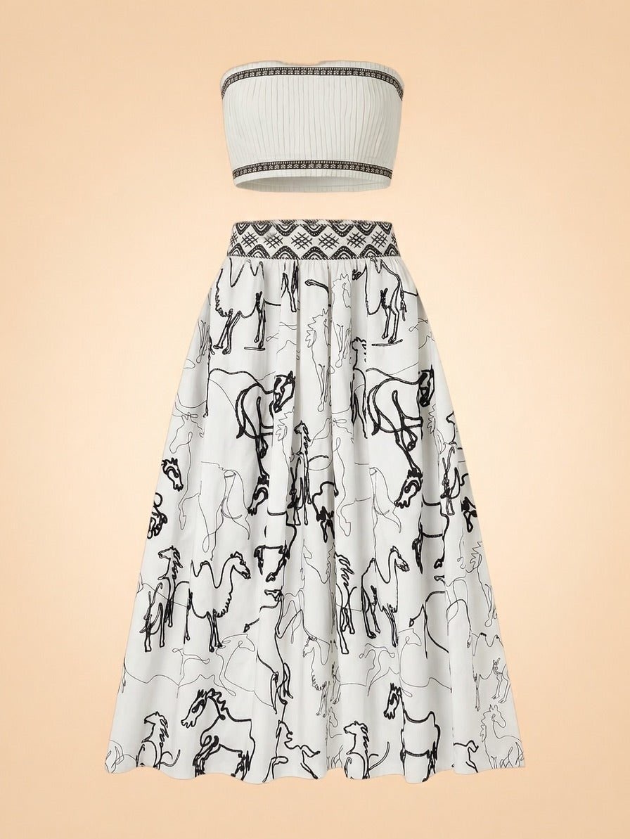 Ombretta Embroidered Maxi Skirt and Top