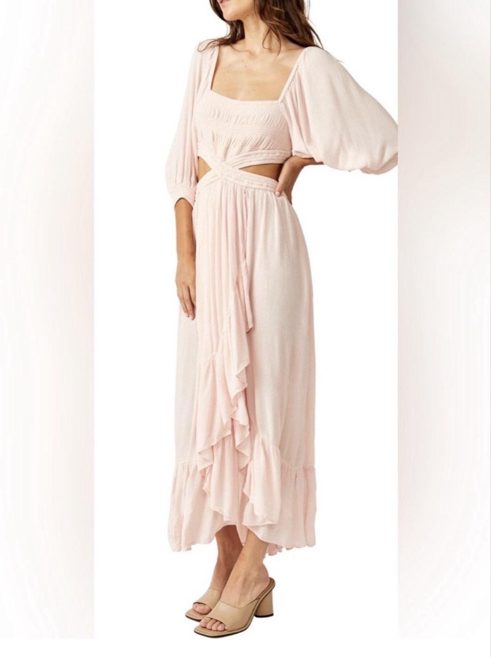 Blush Pink Cutout Maxi Dress
