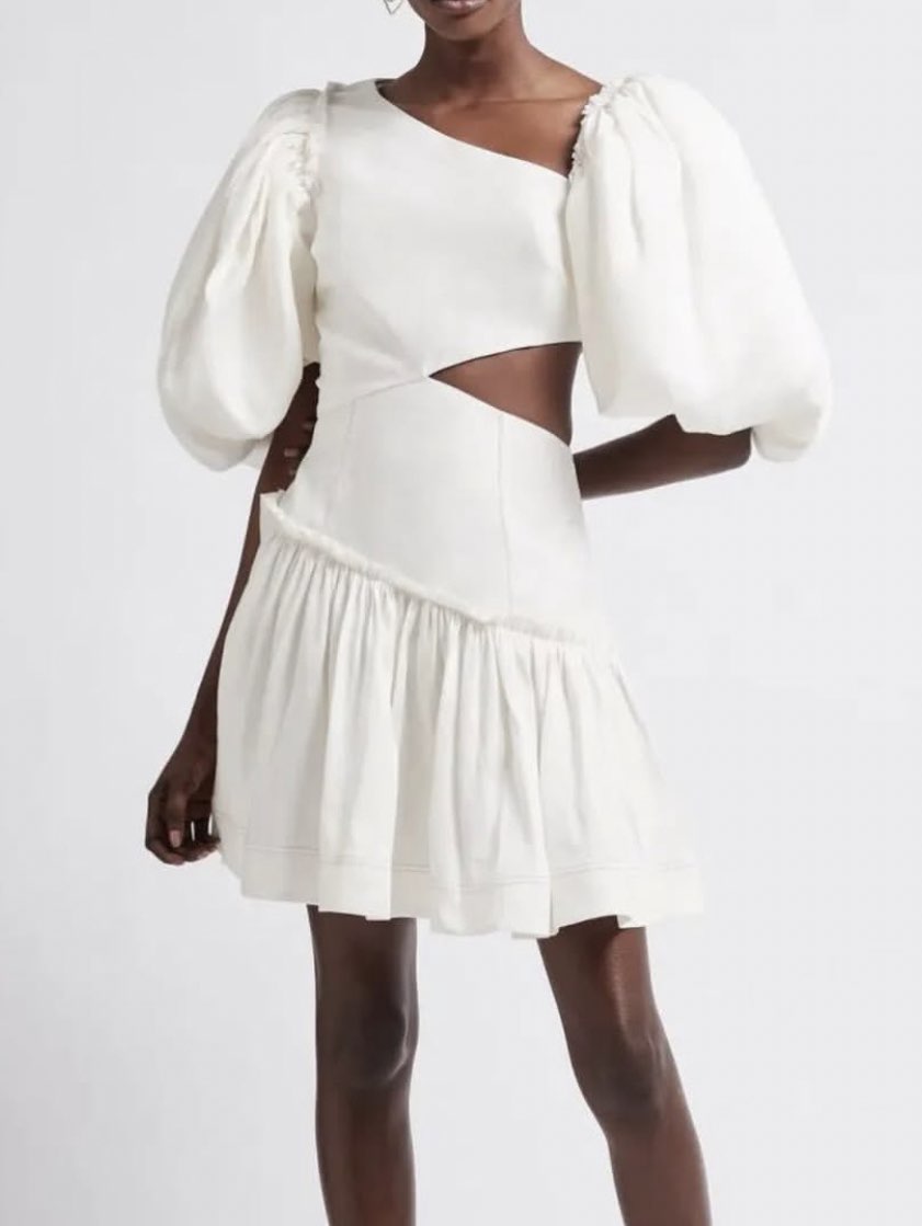 White Puff Sleeve Mini Dress