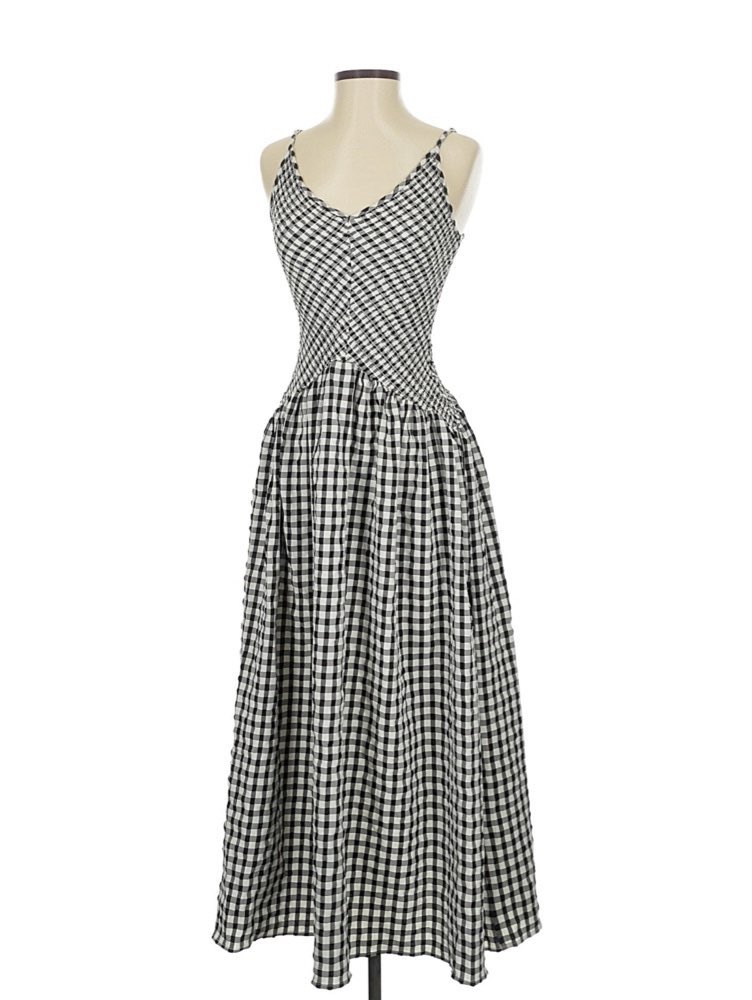Black and White Gingham Midi Dress