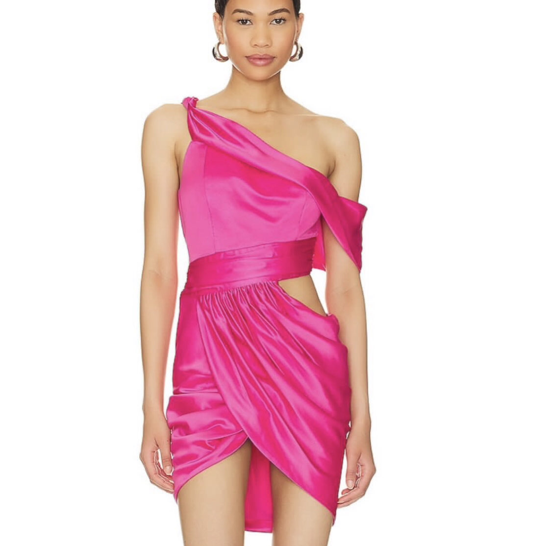 Hot Pink One-Shoulder Cutout Mini Dress