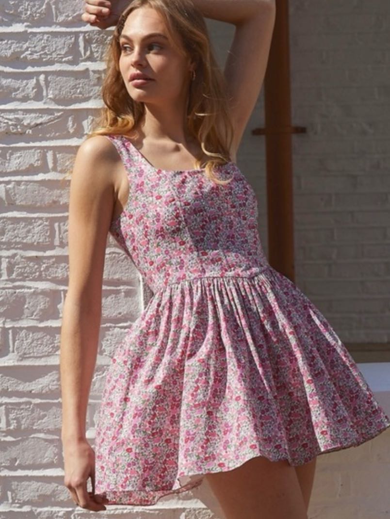 Pink and purple floral dress