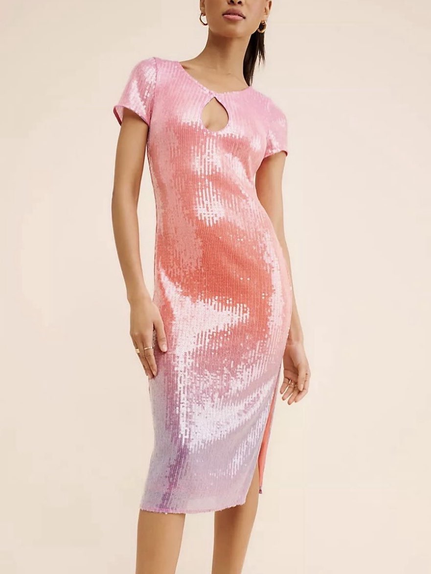 Ombre Sequin Midi Dress