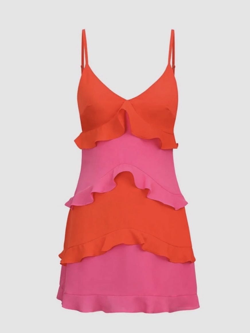 Pink and orange mini dress