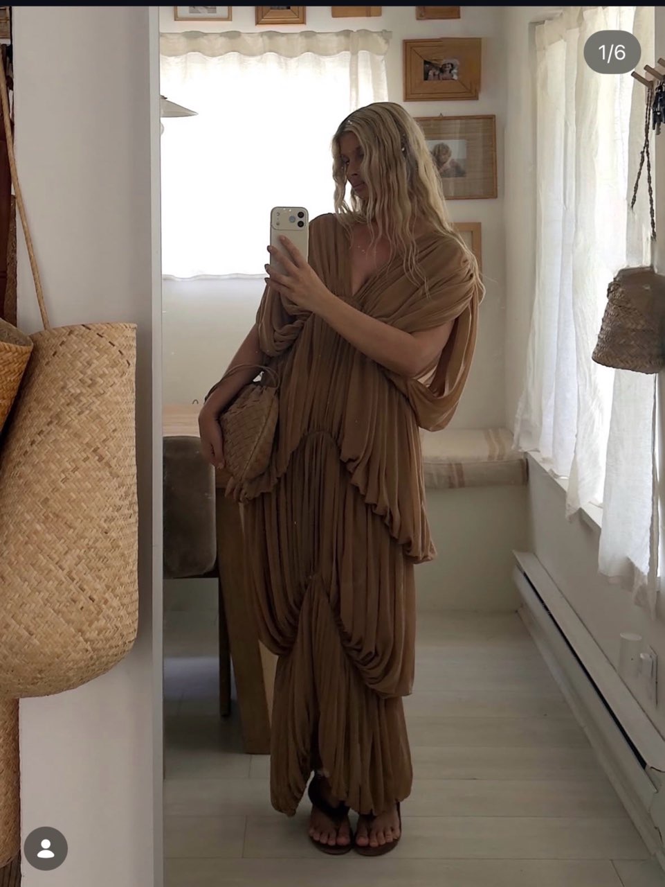 Camel Brown Draped Maxi Dress