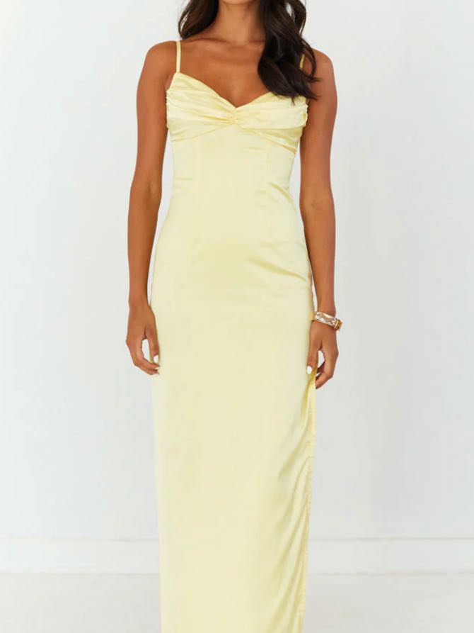 Beginning boutique yellow formal dress