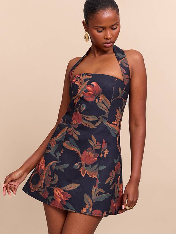 Floral Halter Mini Dress