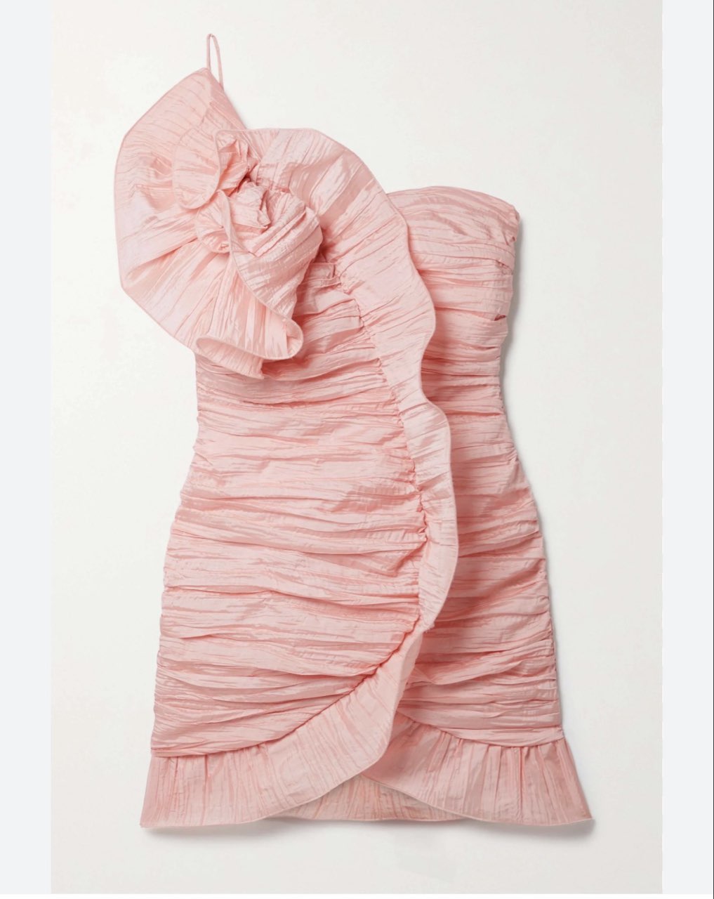 Pink One-Shoulder Ruffle Dress