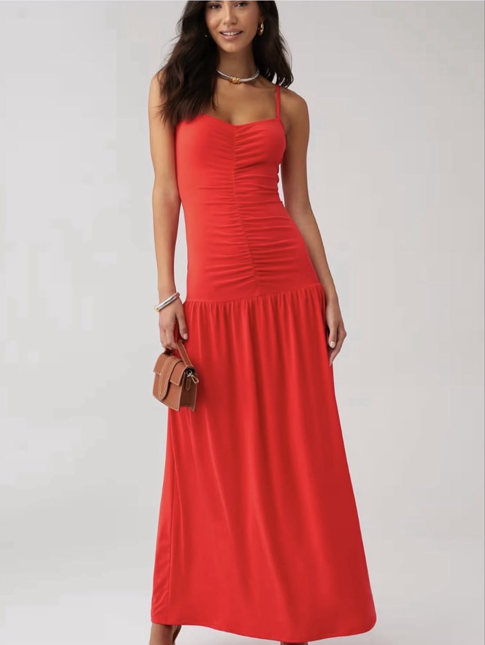 red drop wait dress