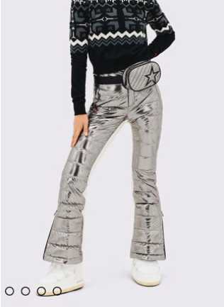 Metallic Quilted Ski Pants