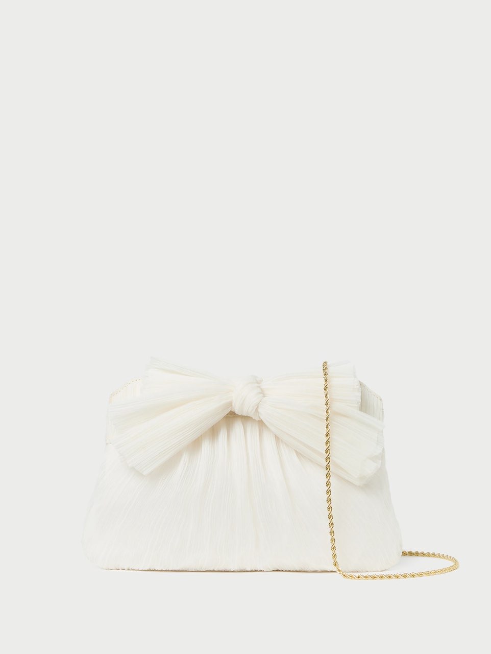 Cream Pleated Bow Mini Bag