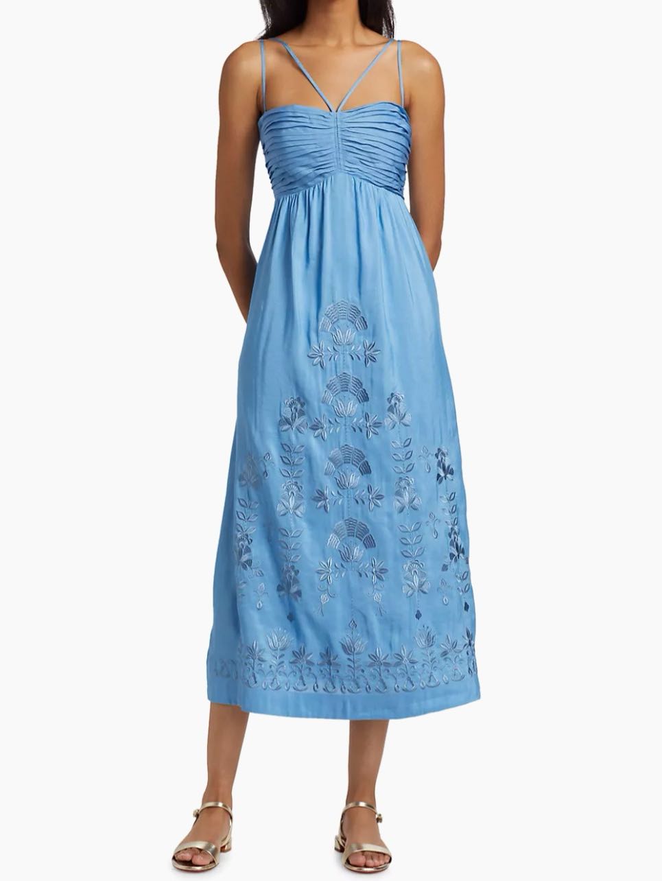 Kobi Halperin Ariella Embroidered Midi Dress
