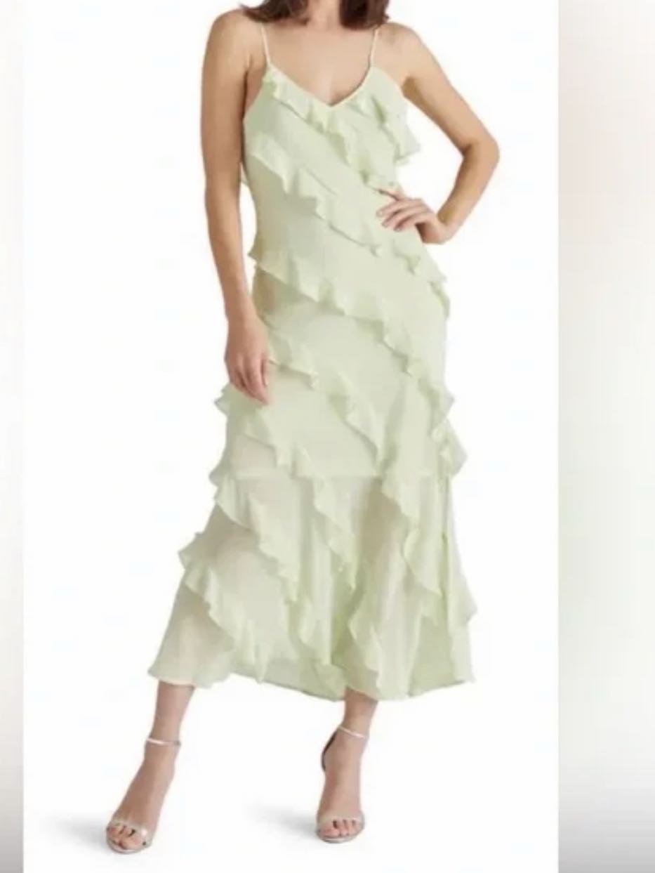 Mint green ruffled maxi dress