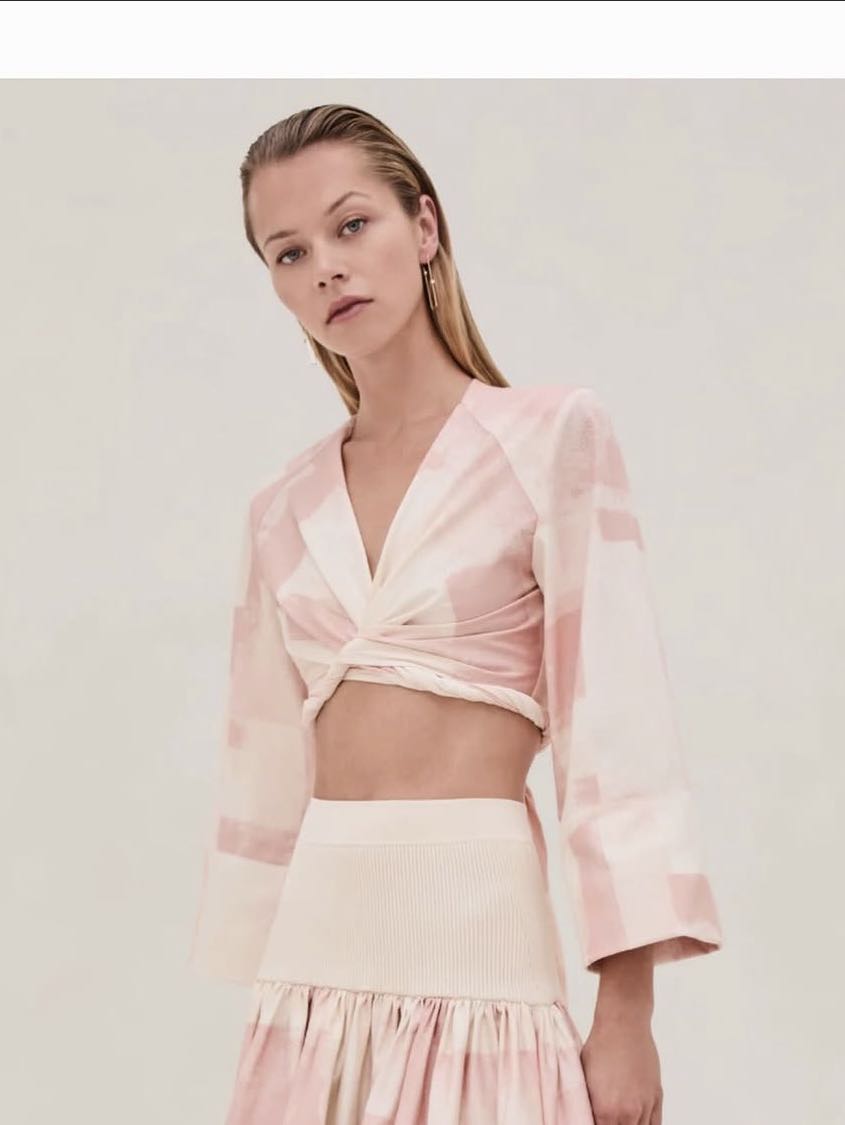 Pink Tie-Back Crop Top