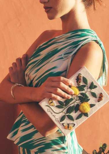 Embroidered Lemon Tree Book Clutch